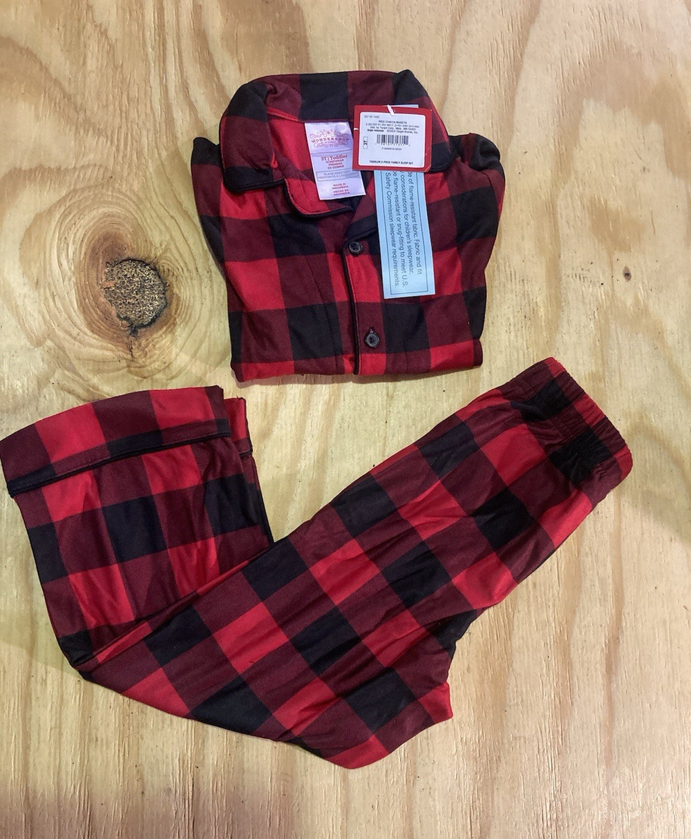 Wondershop (Target) Kids Size 3T Christmas Pajamas Plaid 2pc Set NWT